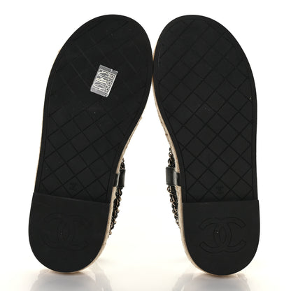 Chanel Lambskin Chain CC Thong Espadrille Sandals 41 Black 5 of 9