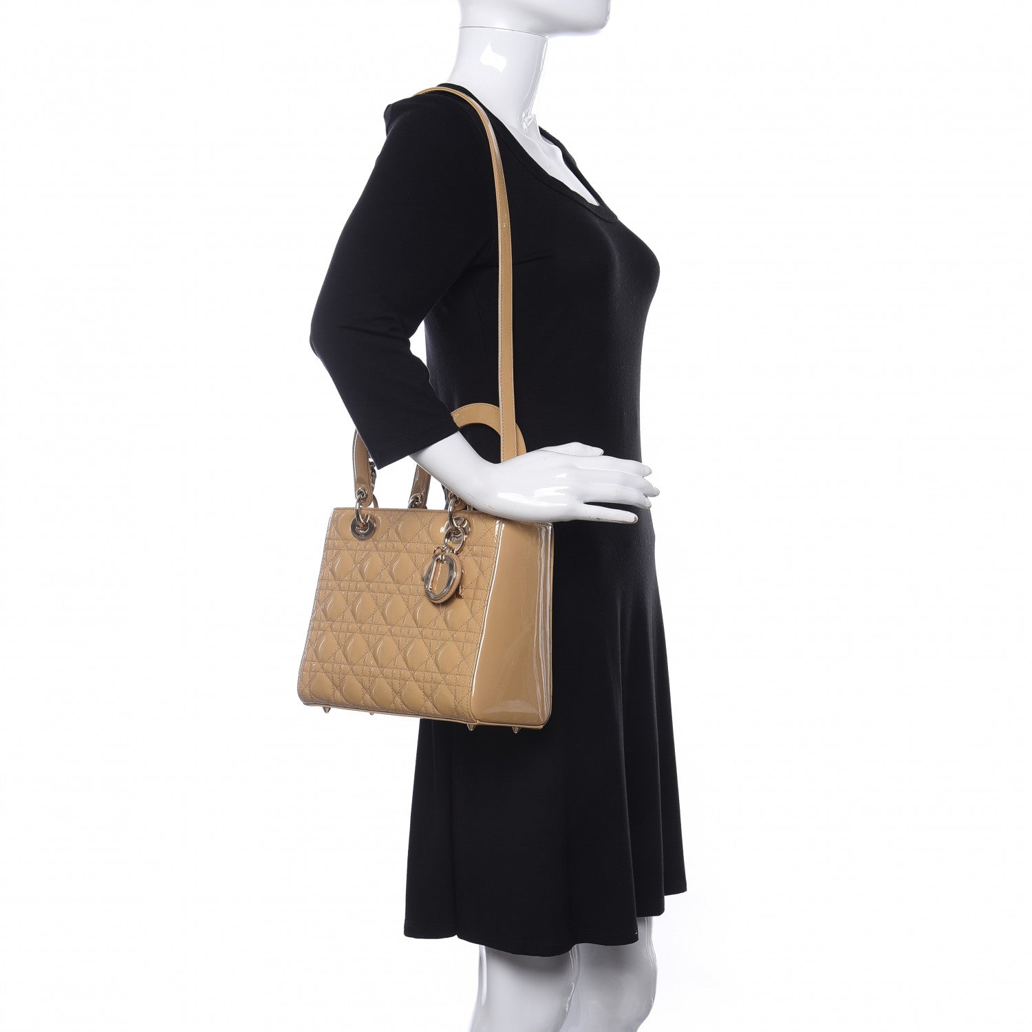 Christian Dior Patent Cannage Medium Lady Dior Dark Beige 2 of 9