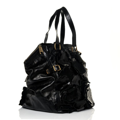 Saint Laurent Patent Flower Medium Downtown Tote Black 2 of 7