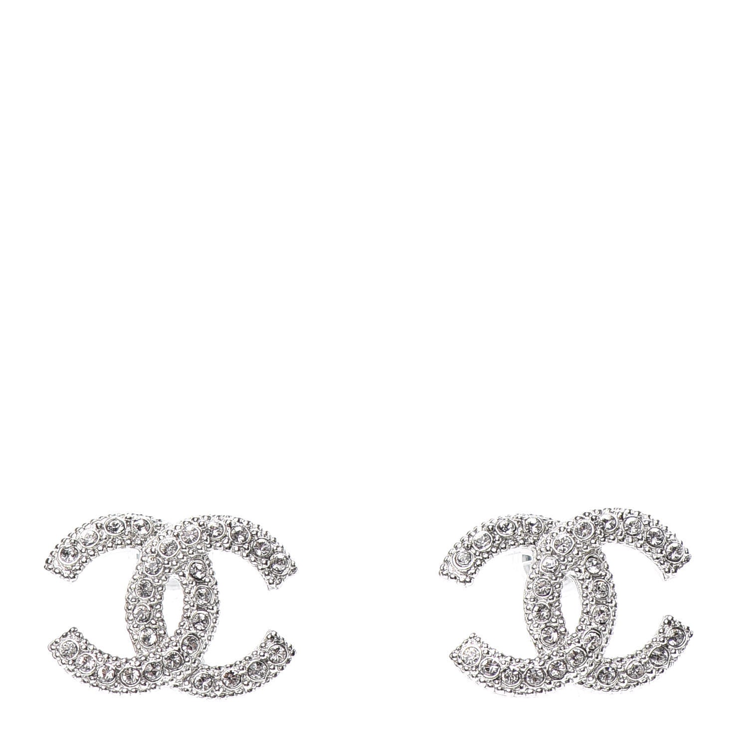 Chanel Crystal CC Earrings Silver 1 of 5