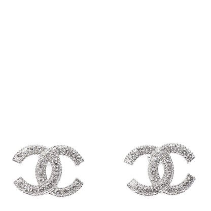 Chanel Crystal CC Earrings Silver 1 of 5