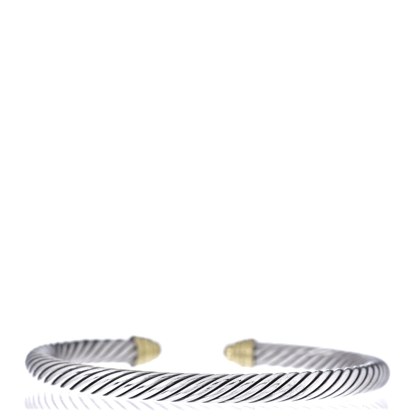 Sterling Silver 18K Yellow Gold Diamond 5mm Cable Classics Bracelet