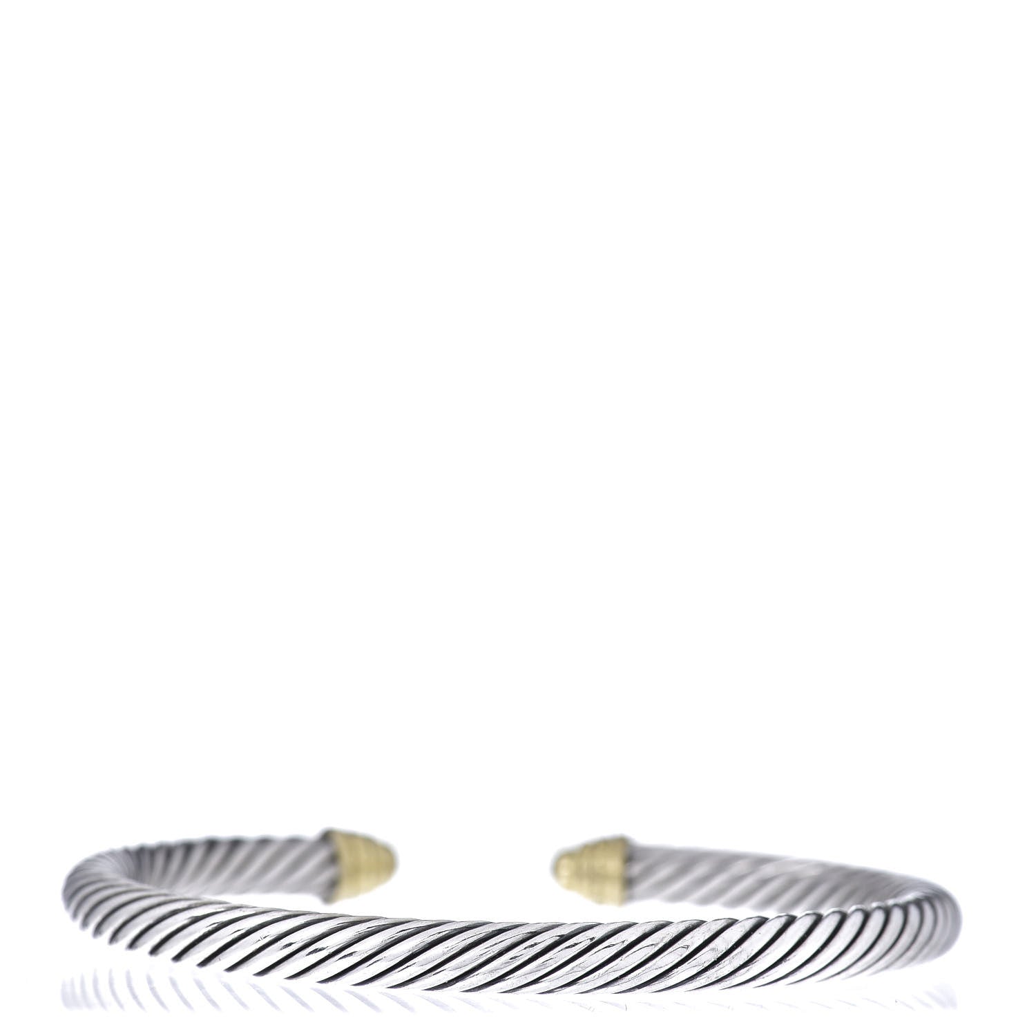 David Yurman Sterling Silver 18K Yellow Gold Diamond 5mm Cable Classics Bracelet 3 of 4