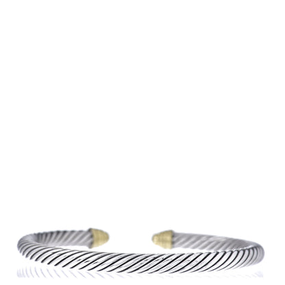 David Yurman Sterling Silver 18K Yellow Gold Diamond 5mm Cable Classics Bracelet 3 of 4