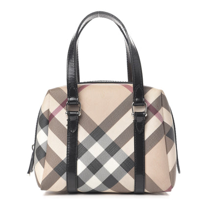 Burberry Patent Trim Nova Check Tote Black 1 of 16
