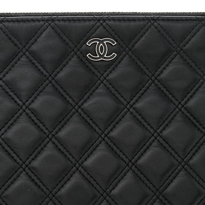 Chanel Lambskin Double Stitch Quilted Large Cosmetic Case Black 8 of 12