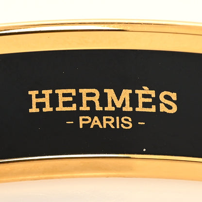 Hermes Enamel Printed Narrow Caleche Bracelet 62 Black 4 of 5