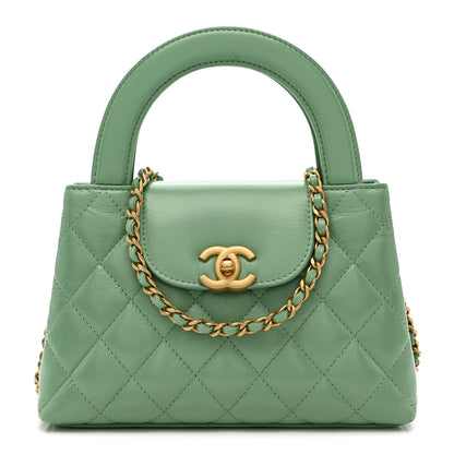 Chanel Shiny Aged Calfskin Quilted Nano Kelly Shopper Light Green 1 of 10