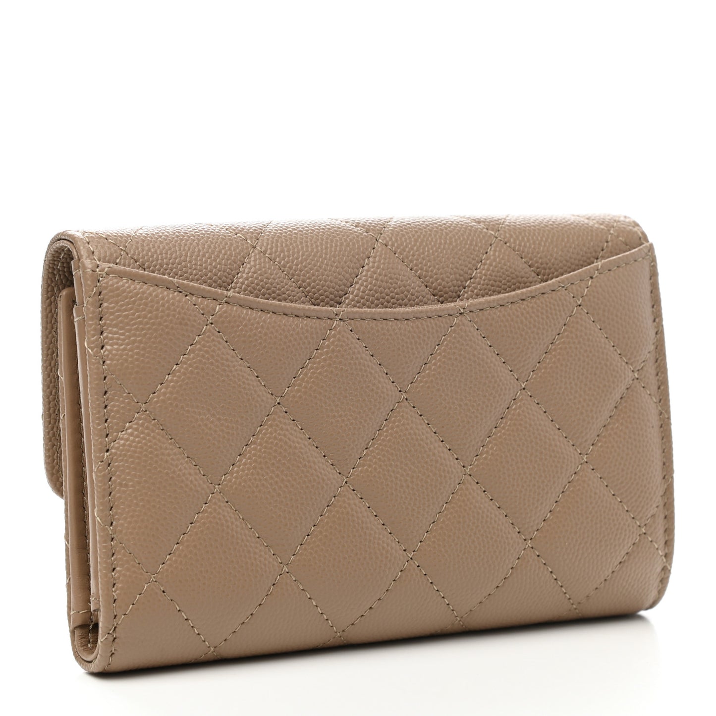 Caviar Quilted Medium Flap Wallet Beige