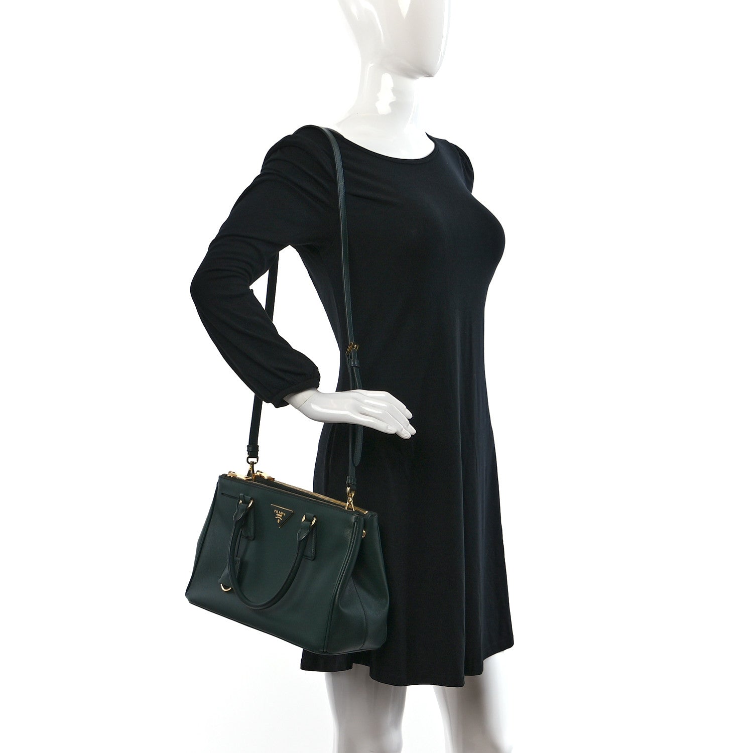 Prada Saffiano Small Galleria Double Zip Tote Smeraldo 2 of 10