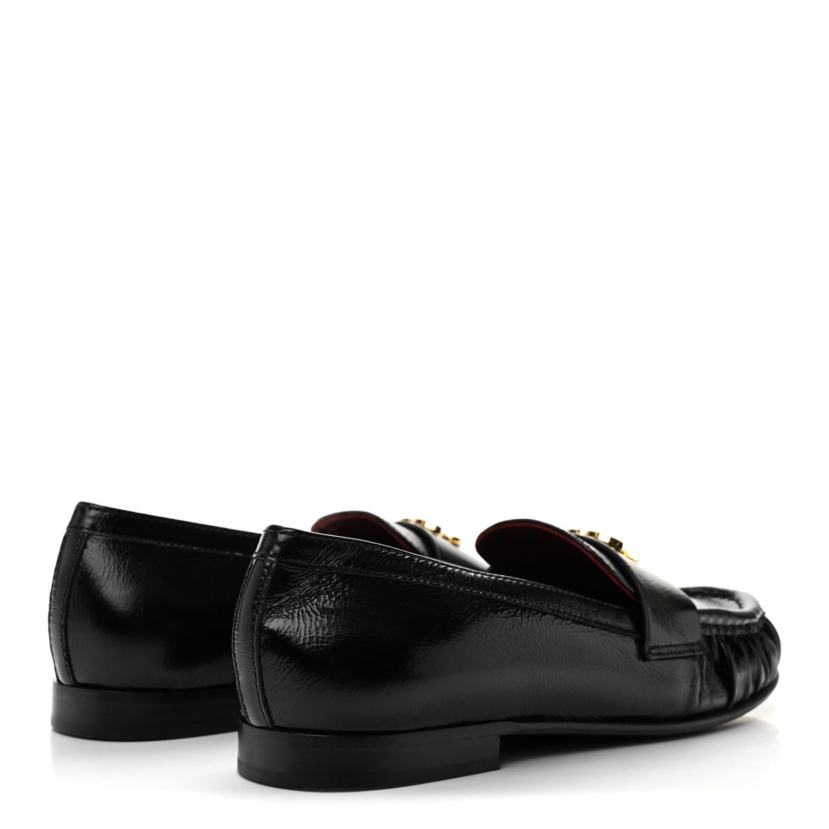 Chanel Crumpled Shiny Lambskin CC Mocassin Loafers 39 Black 5 of 10