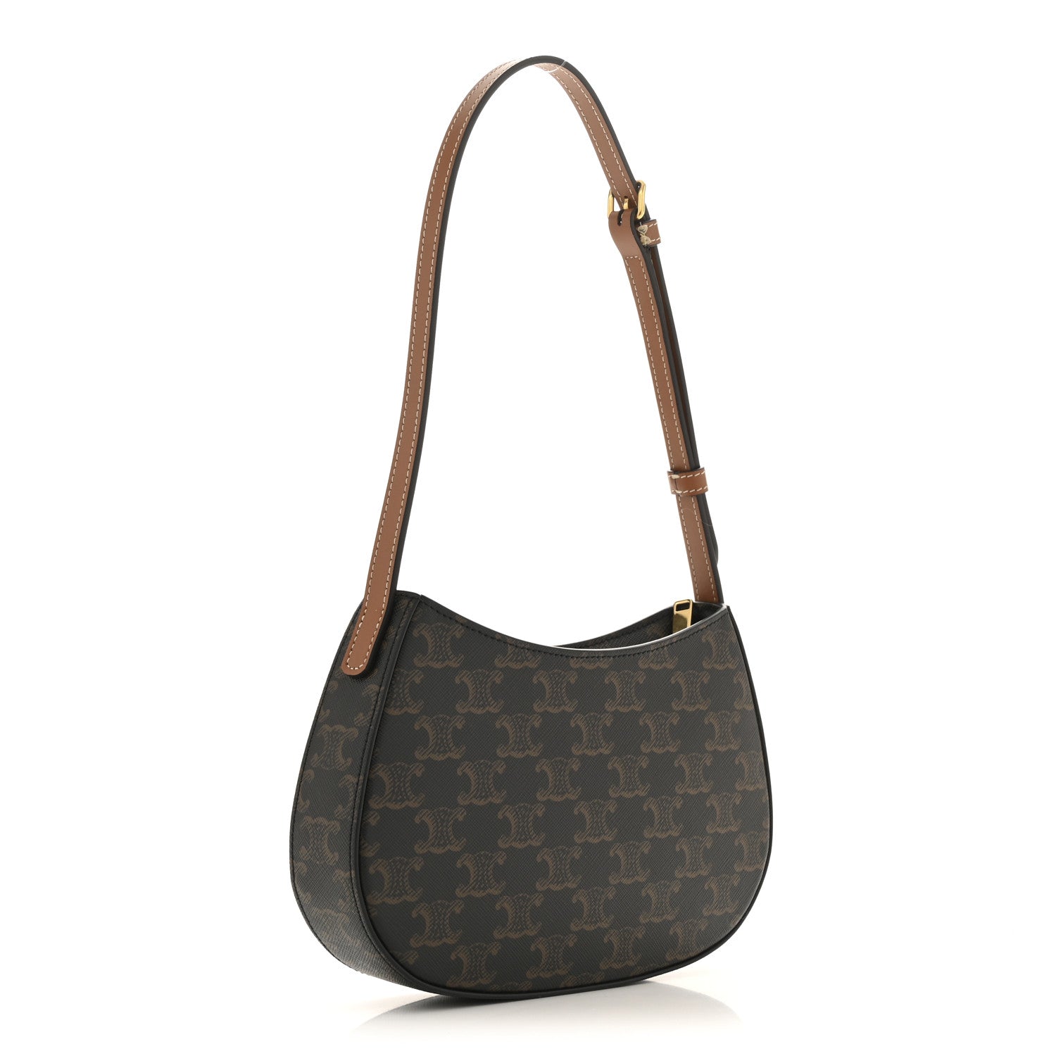 Celine Triomphe Canvas Calfskin Medium Tilly Triomphe Shoulder Bag Tan 3 of 10