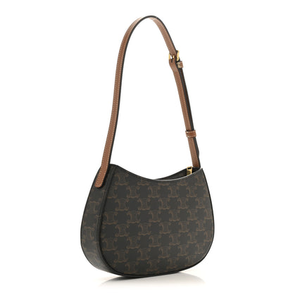 Celine Triomphe Canvas Calfskin Medium Tilly Triomphe Shoulder Bag Tan 3 of 10