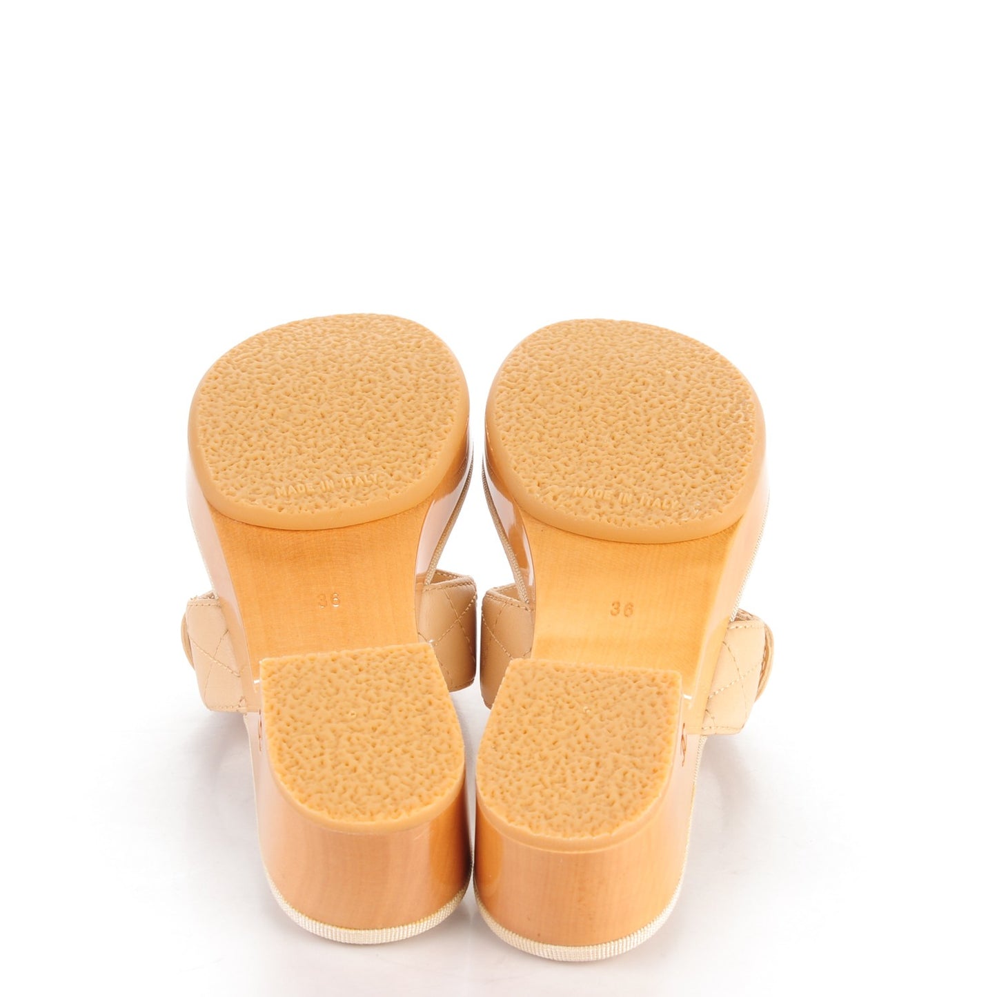 Lambskin Quilted CC Turnlock Sandals 36 Beige