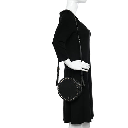 Valentino Garavani Calfskin Rockstud Round Crossbody Bag Black 2 of 10