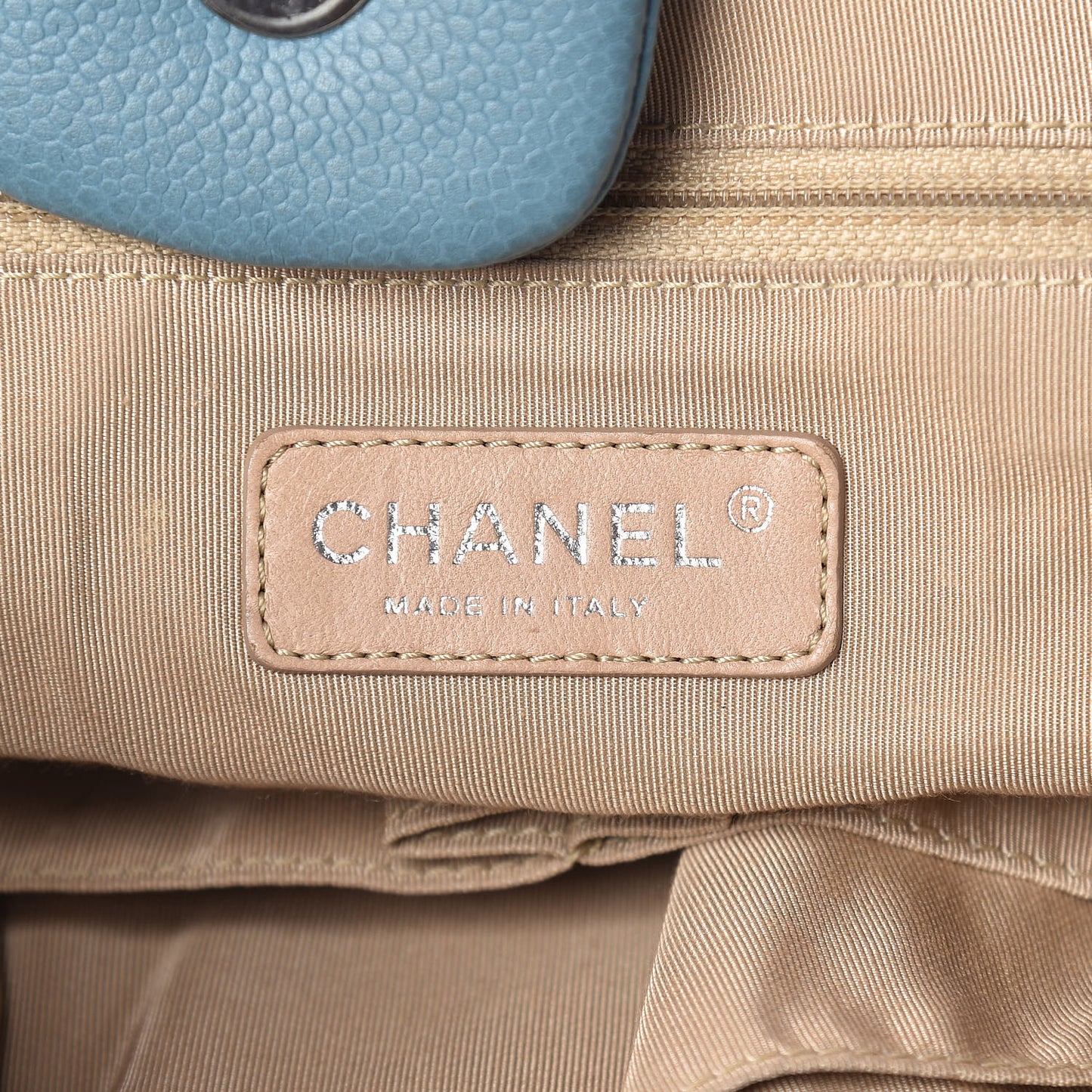 Caviar Quilted Expandable Zip Shoulder Bag Blue