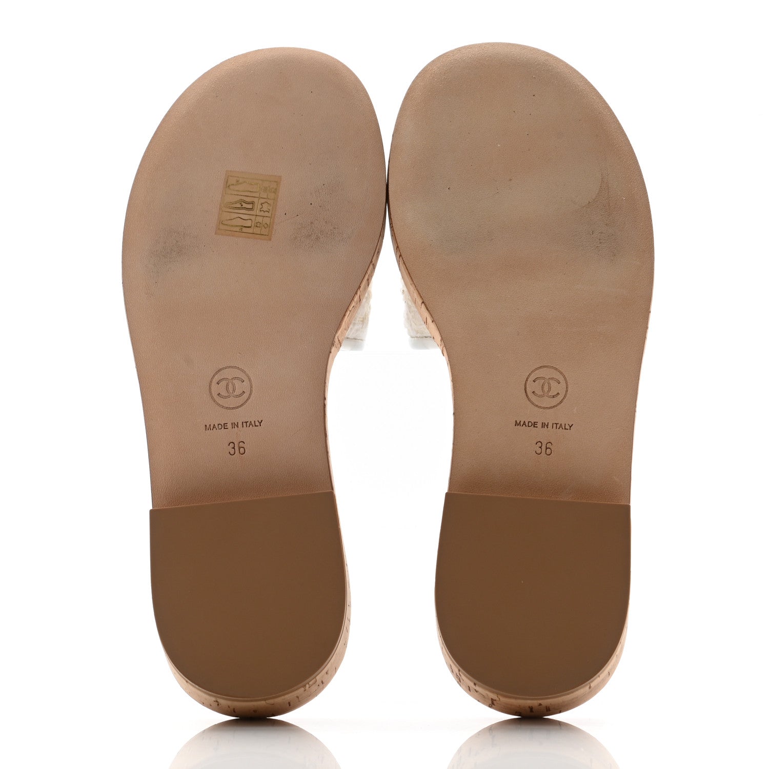 Chanel Tweed Cork CC Mule Sandal 36 Silk White 5 of 7