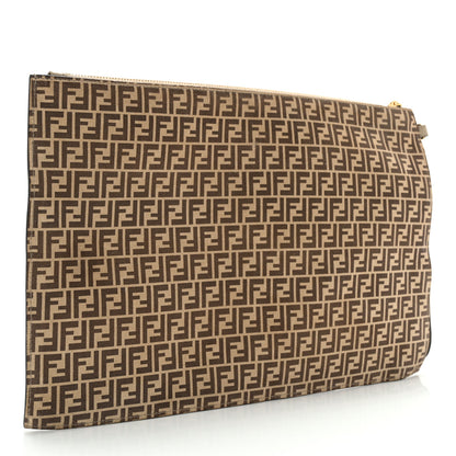 Fendi Suede Vitello Grace Micro FF Large Flat Pouch Nude Spring Maya 3 of 13