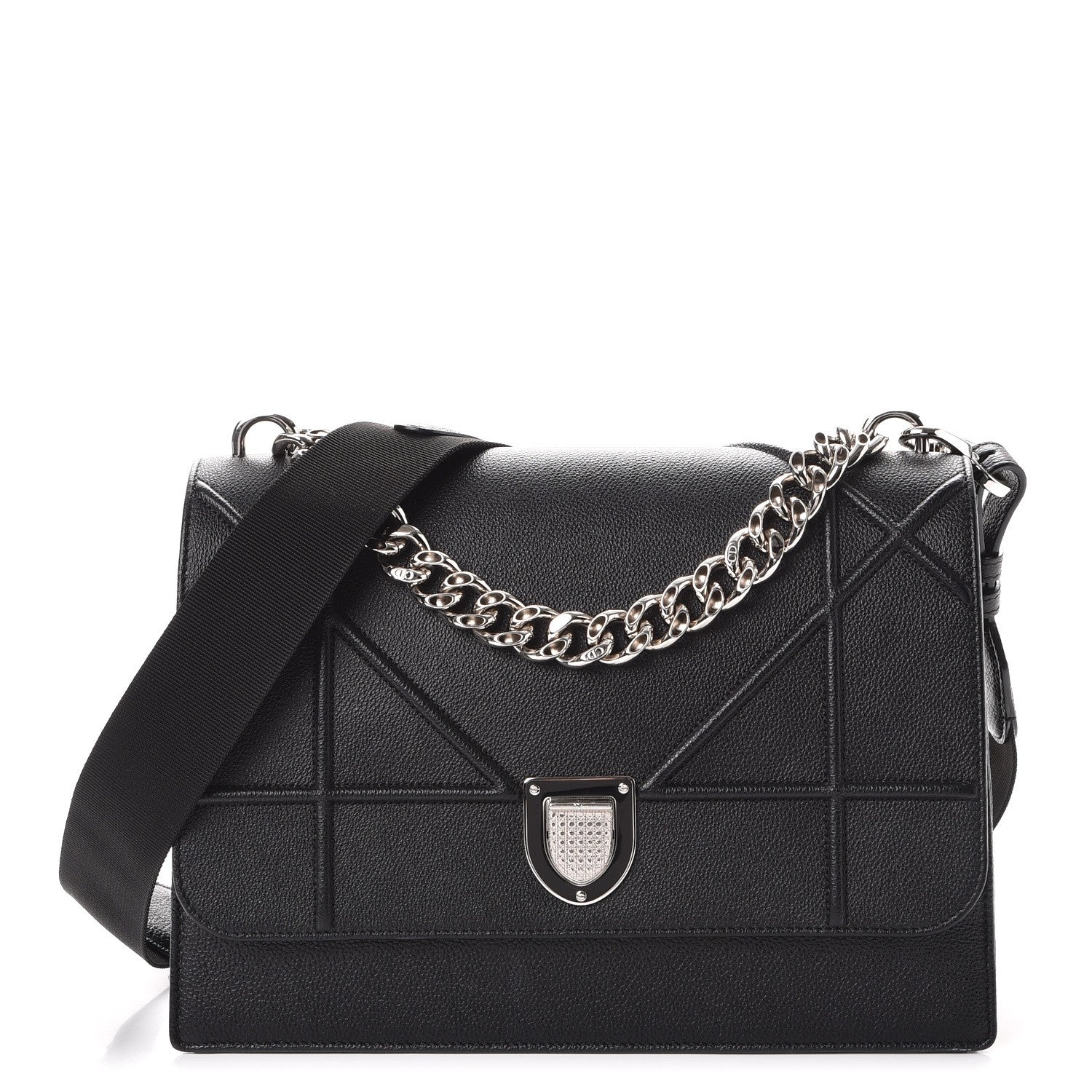 Christian Dior Grained Calfskin Diorama Satchel Black 1 of 7