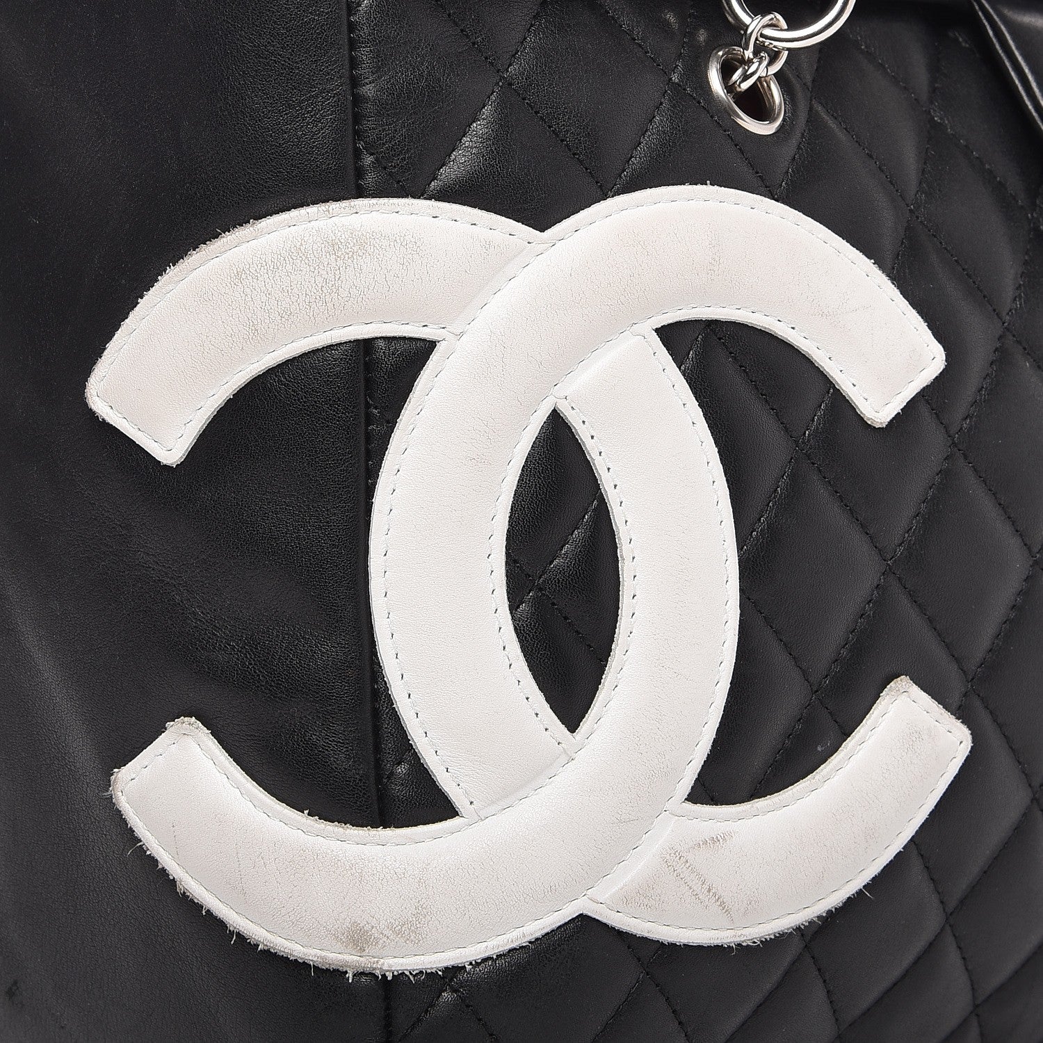 Chanel Calfskin Quilted Large Cambon Flap Black White 8 of 9
