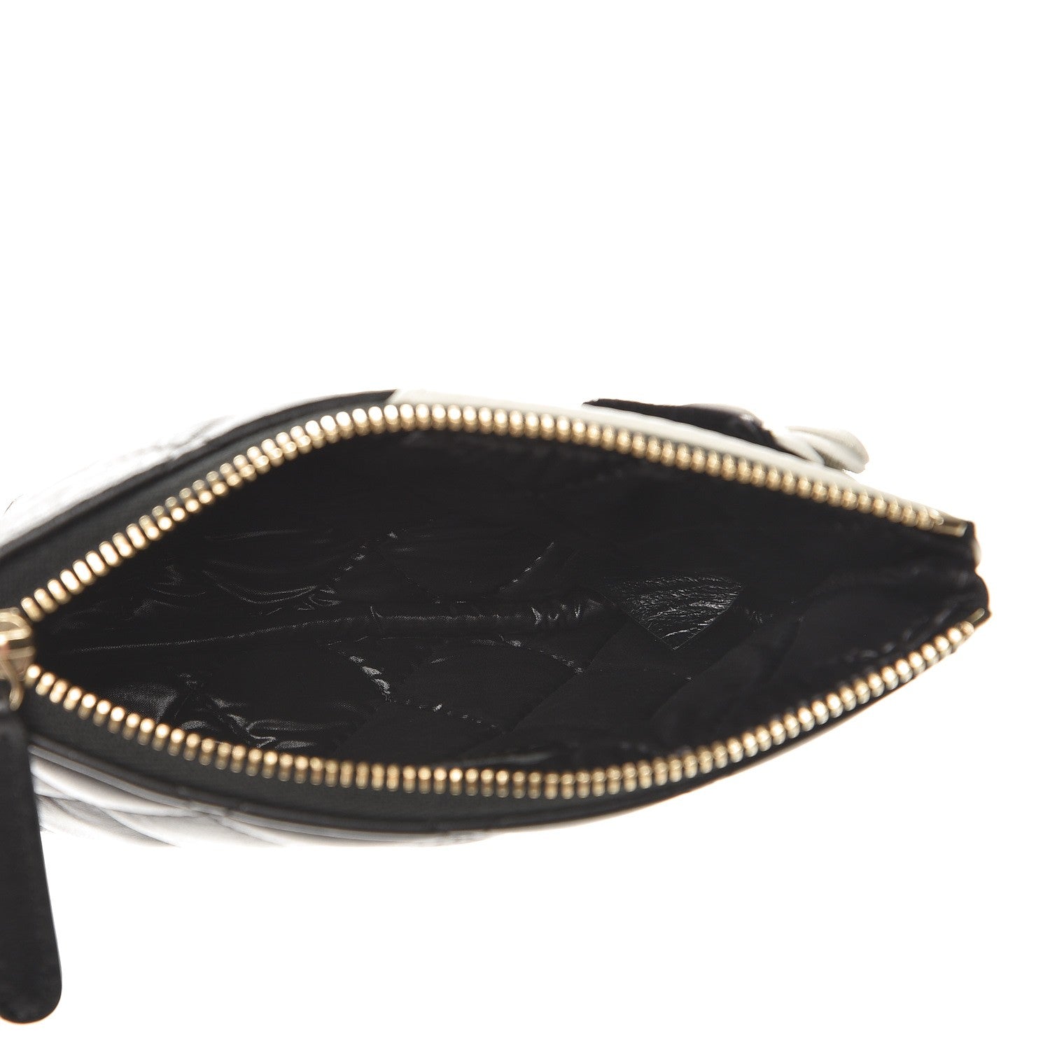 Chanel Lambskin Quilted Small Camellia Cosmetic Pouch Black White 5 of 8
