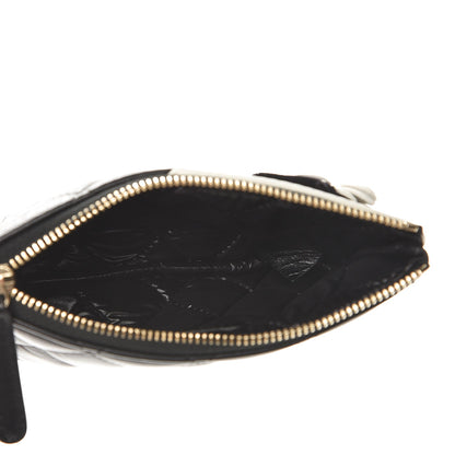 Chanel Lambskin Quilted Small Camellia Cosmetic Pouch Black White 5 of 8