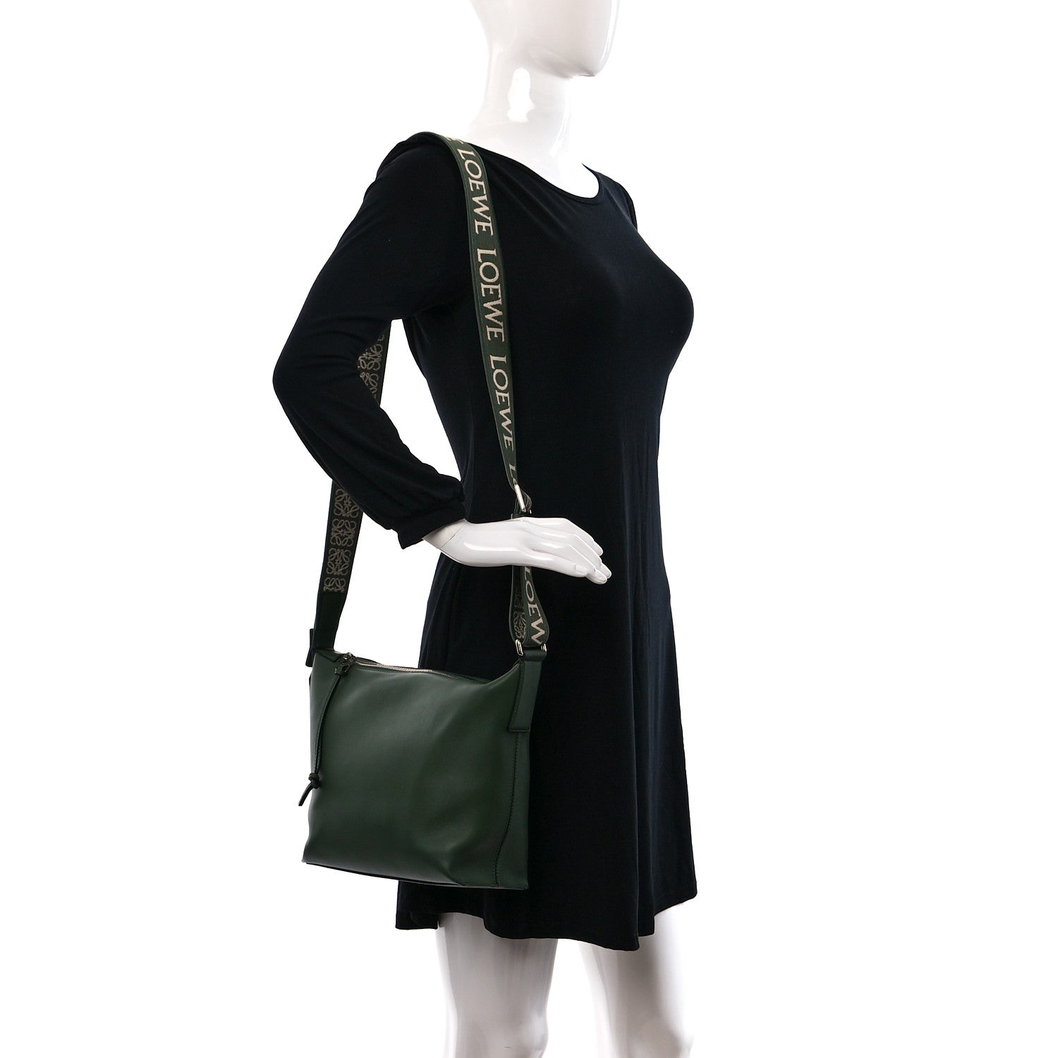 Loewe Supple Smooth Calfskin Jacquard Cubi Crossbody Bag Green 3 of 12