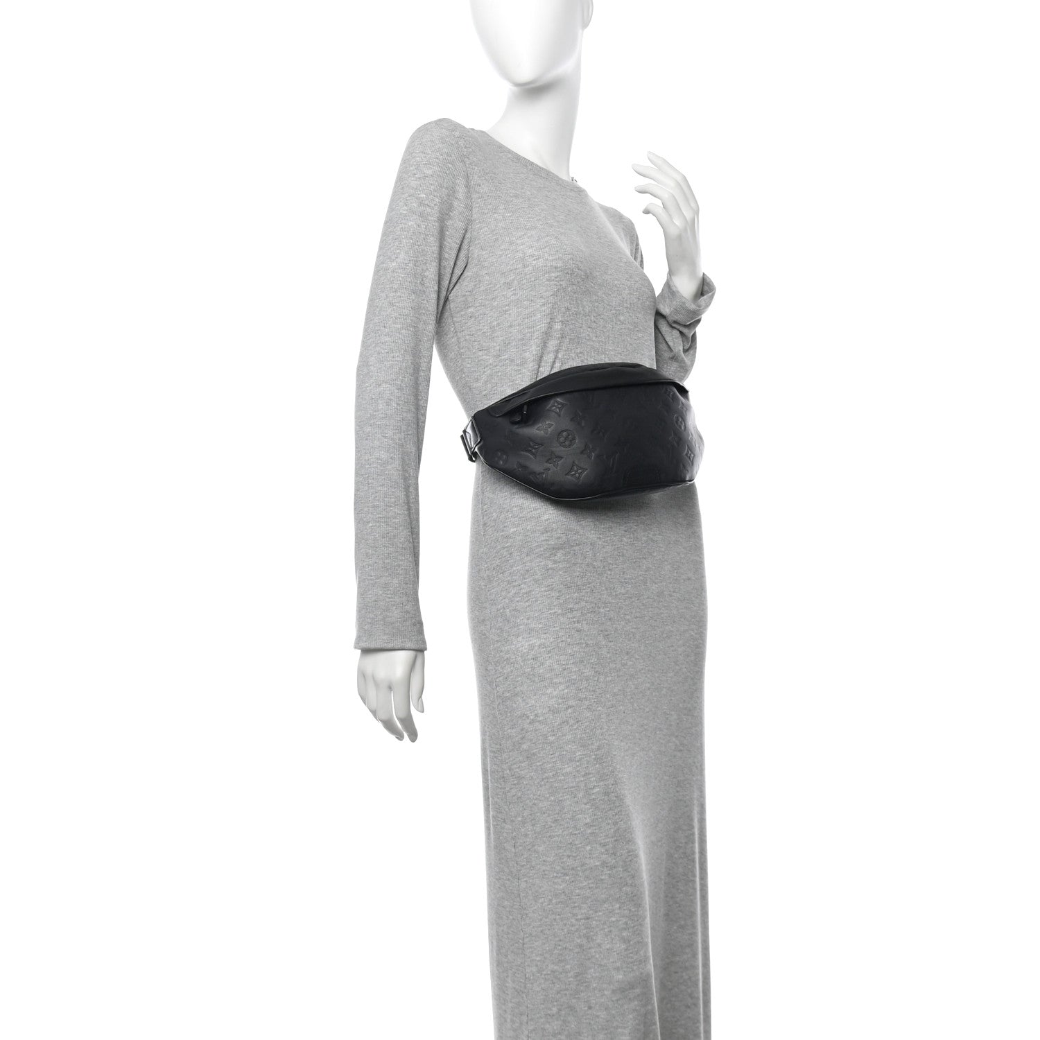 Louis Vuitton Calfskin Monogram Shadow Discovery Bumbag Black 2 of 9