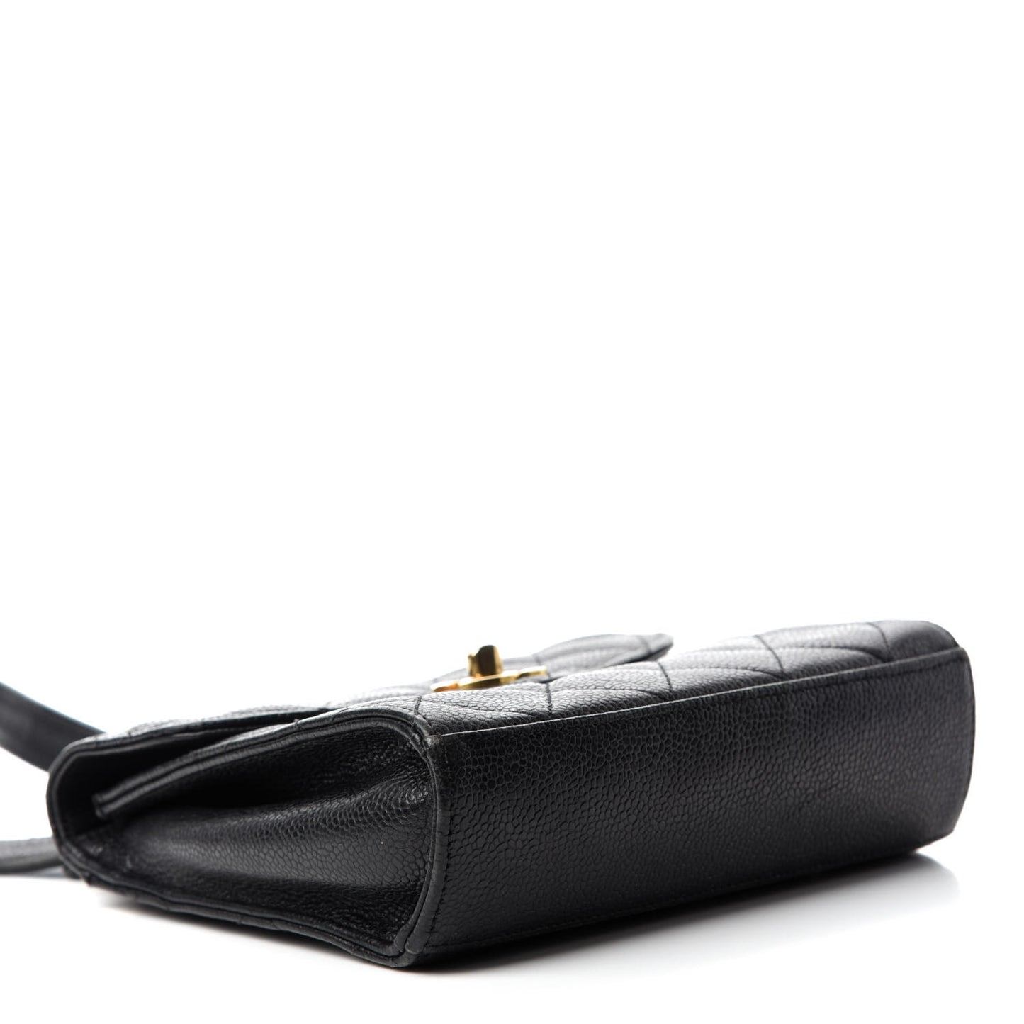 Caviar Quilted Single Flap Shoulder Bag Black