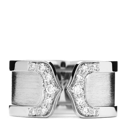 Cartier 18K White Gold Diamond 10mm Logo De Ring 49 5 1 of 4