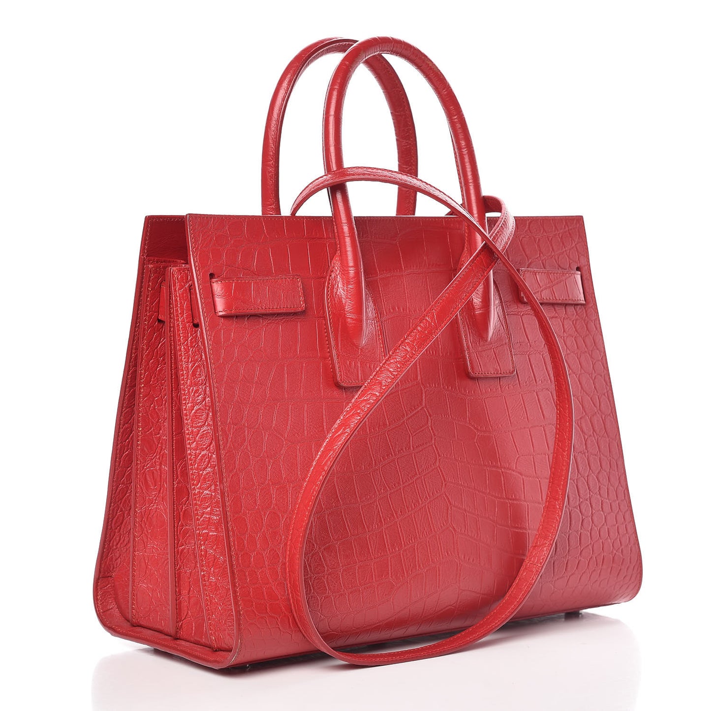 Calfskin Crocodile Embossed Small Sac De Jour Eros Red