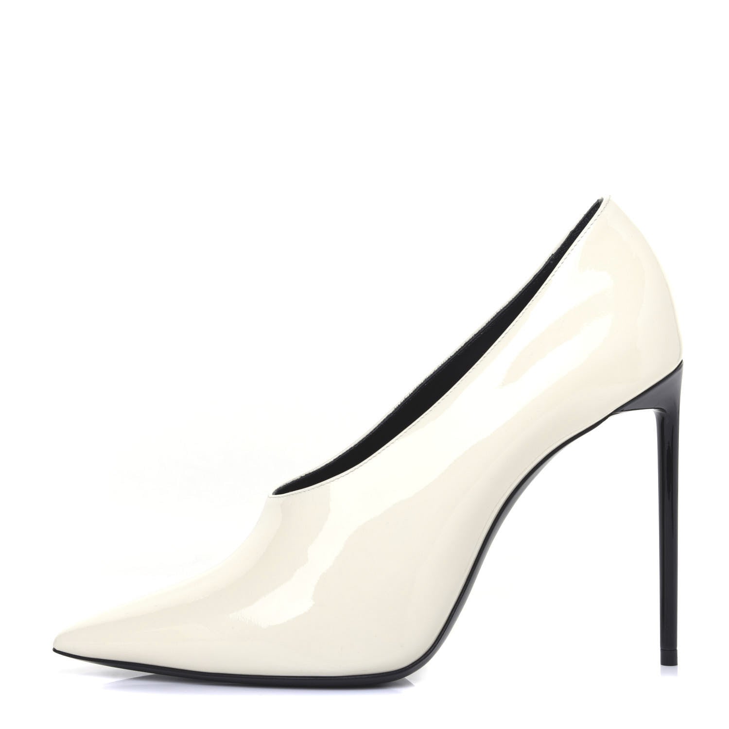 Saint Laurent Patent Calfskin Teddy High Vamp 105 Pumps 39 White 1 of 11