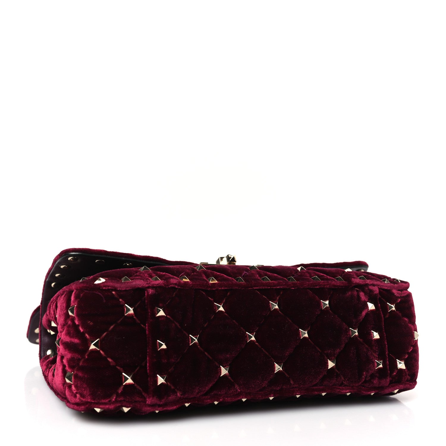 Valentino Garavani Velvet Small Rockstud Spike Shoulder Bag Rubino 4 of 8