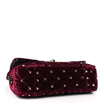 Valentino Garavani Velvet Small Rockstud Spike Shoulder Bag Rubino 4 of 8