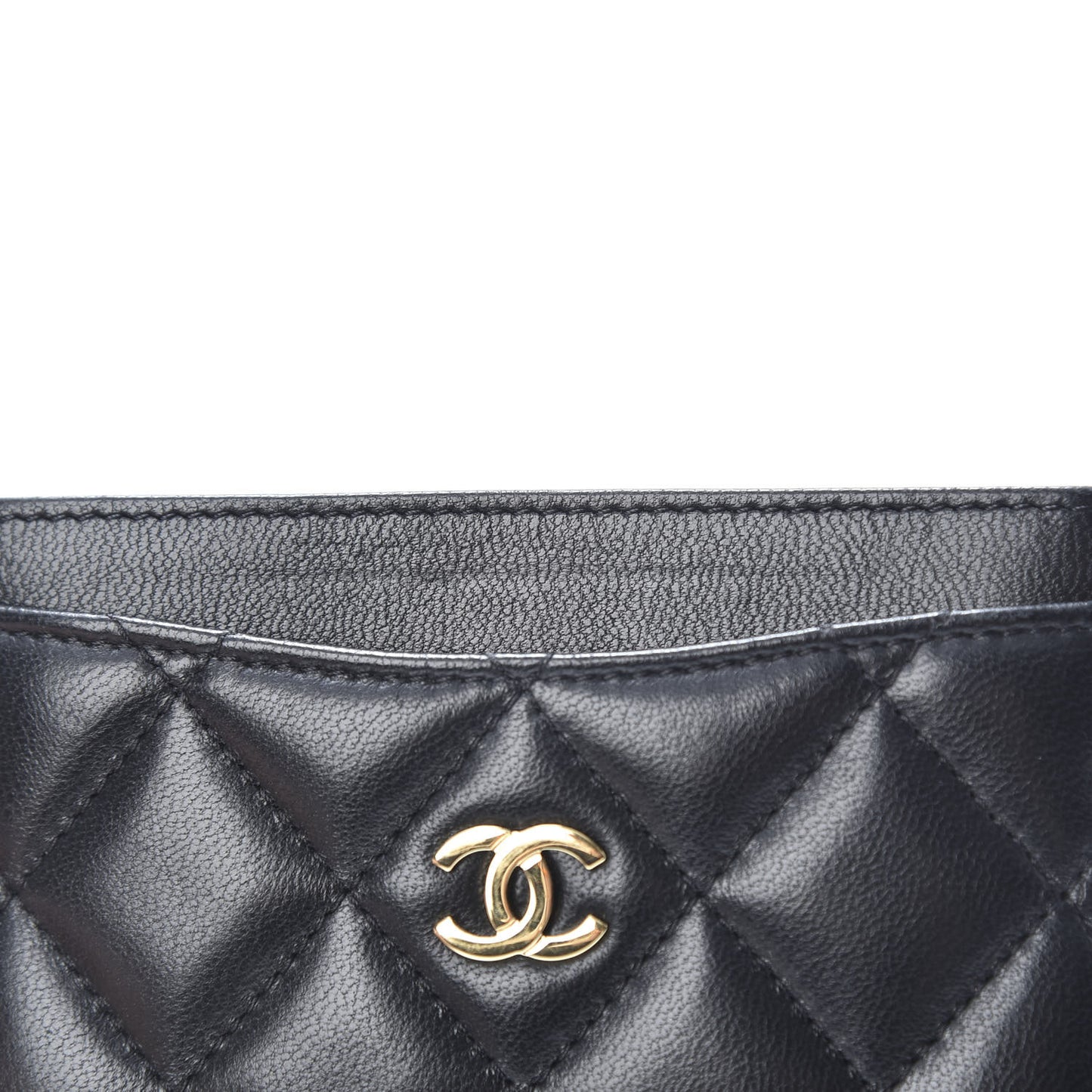 Lambskin Quilted Card Holder Black