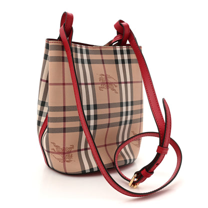 Burberry Haymarket Check Colours Small Lorne Bucket Crossbody Poppy Red 3 of 10