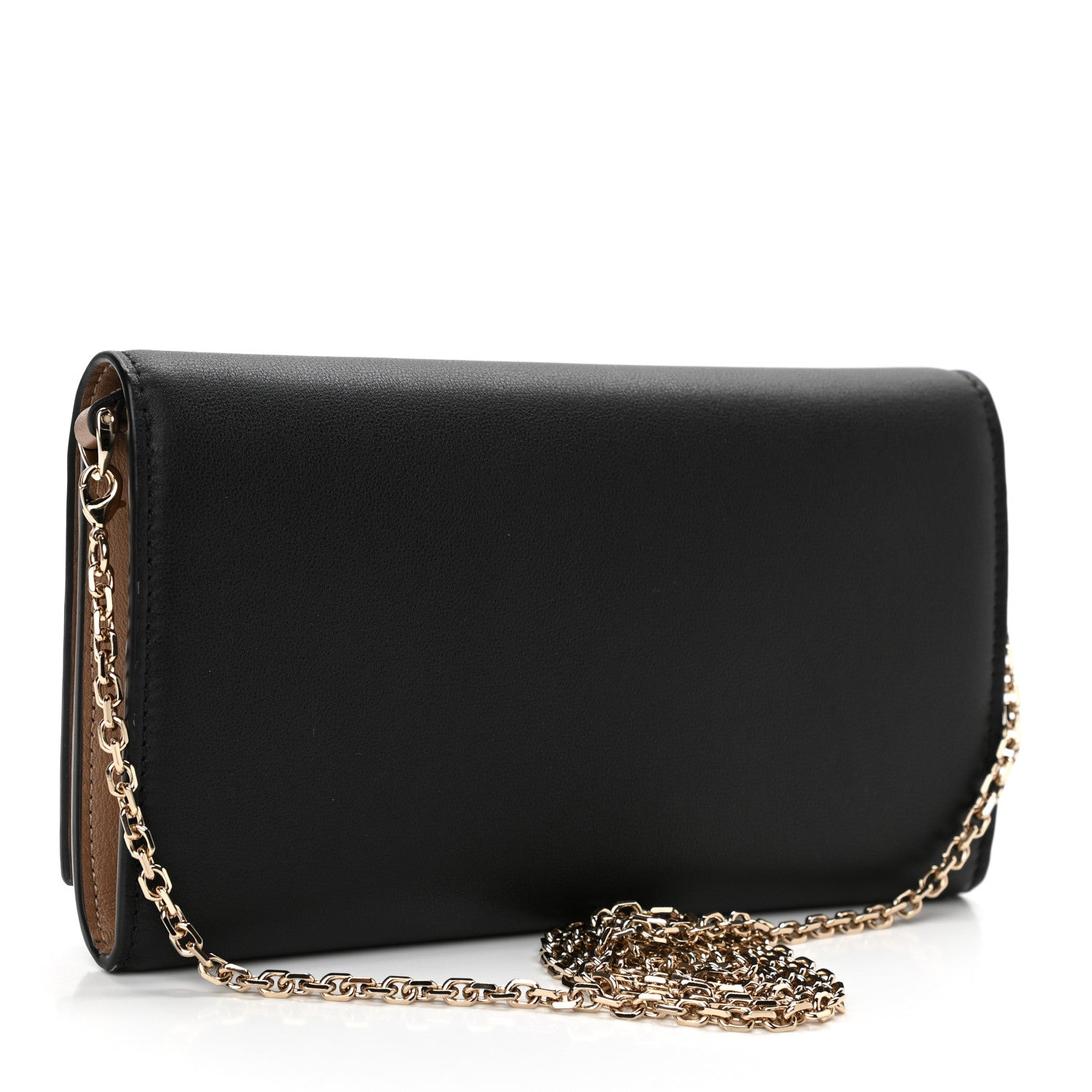 Valentino Garavani Calfskin Stud Flap Wallet On Chain Black 2 of 8