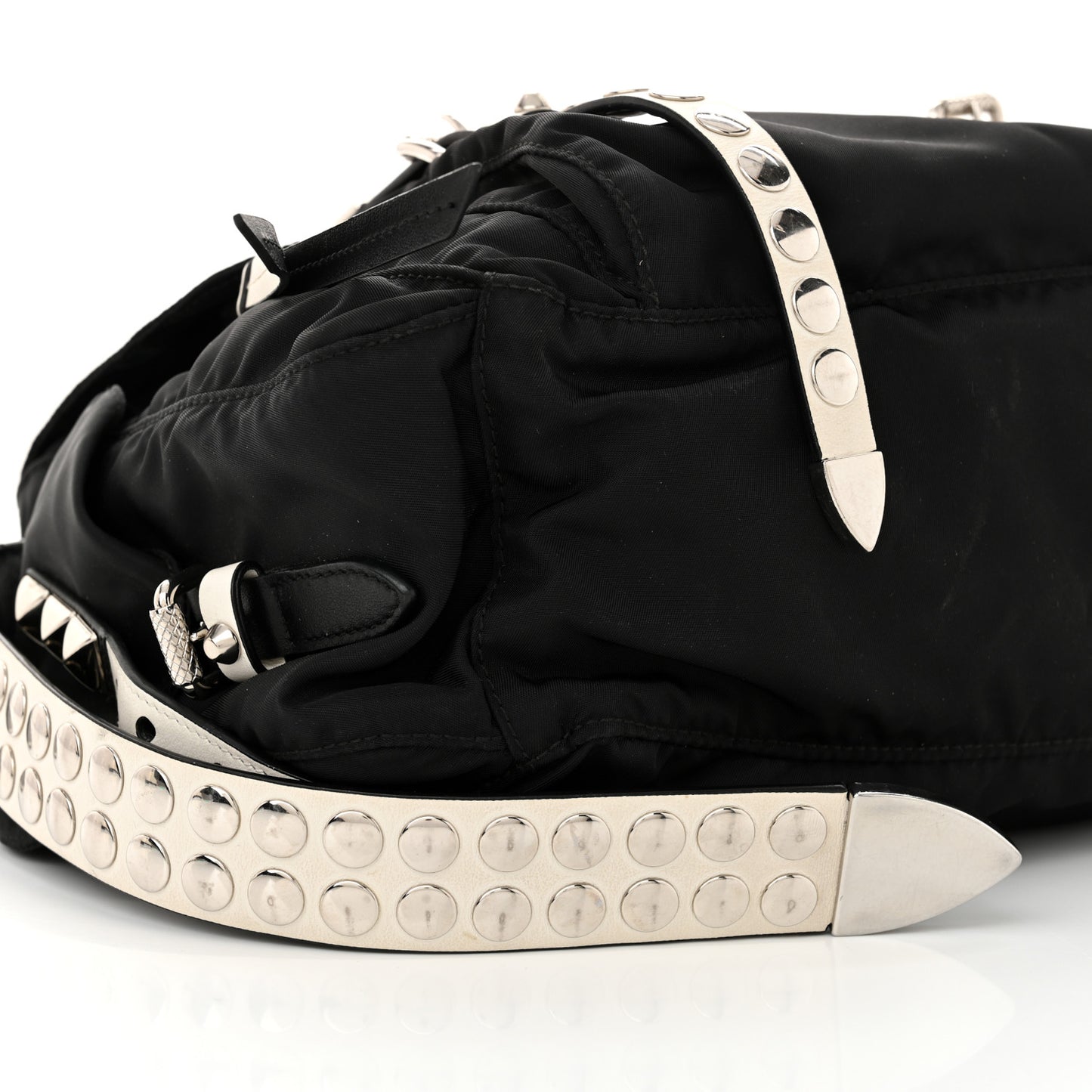 Nylon New Vela Studded Messenger Black White