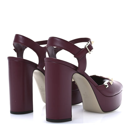 Valentino Garavani Calfskin Rockstud Platform Sandals 38.5 Cerise 5 of 10