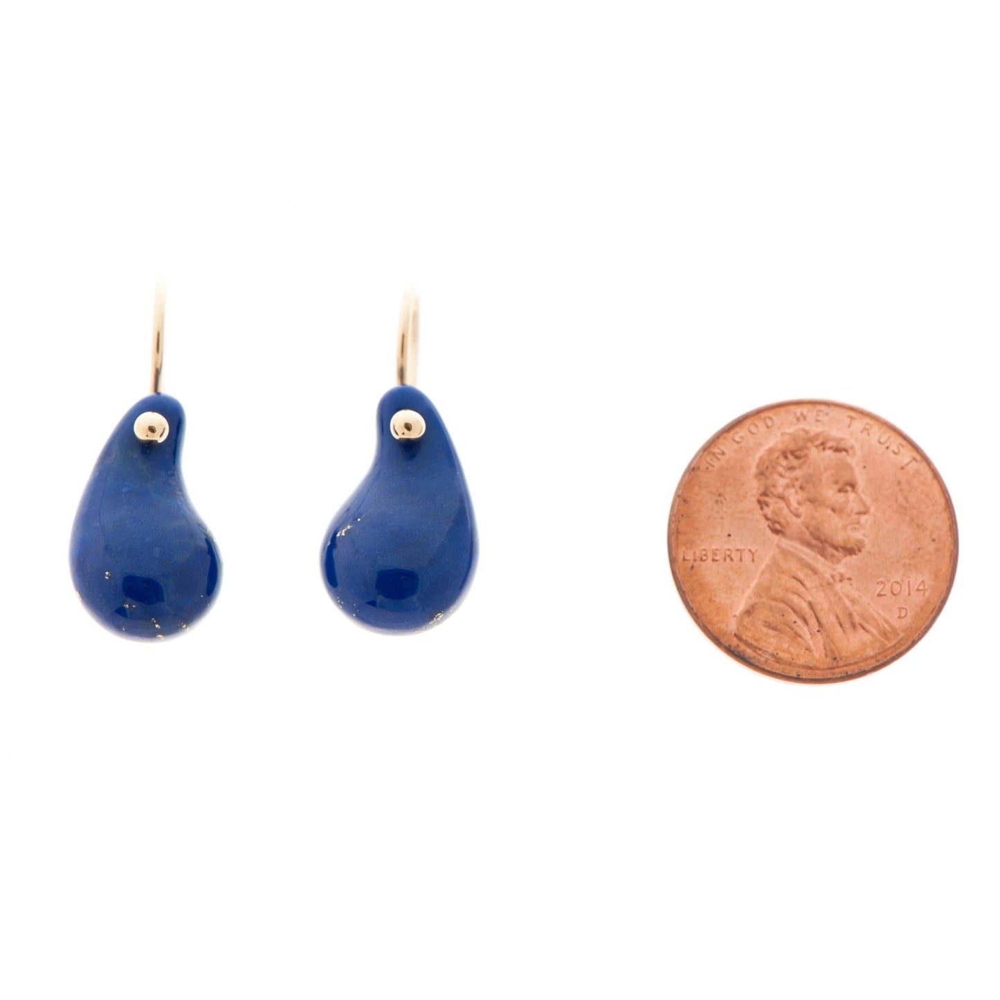 18K Yellow Gold Lapis Elsa Peretti Drop Earrings Blue