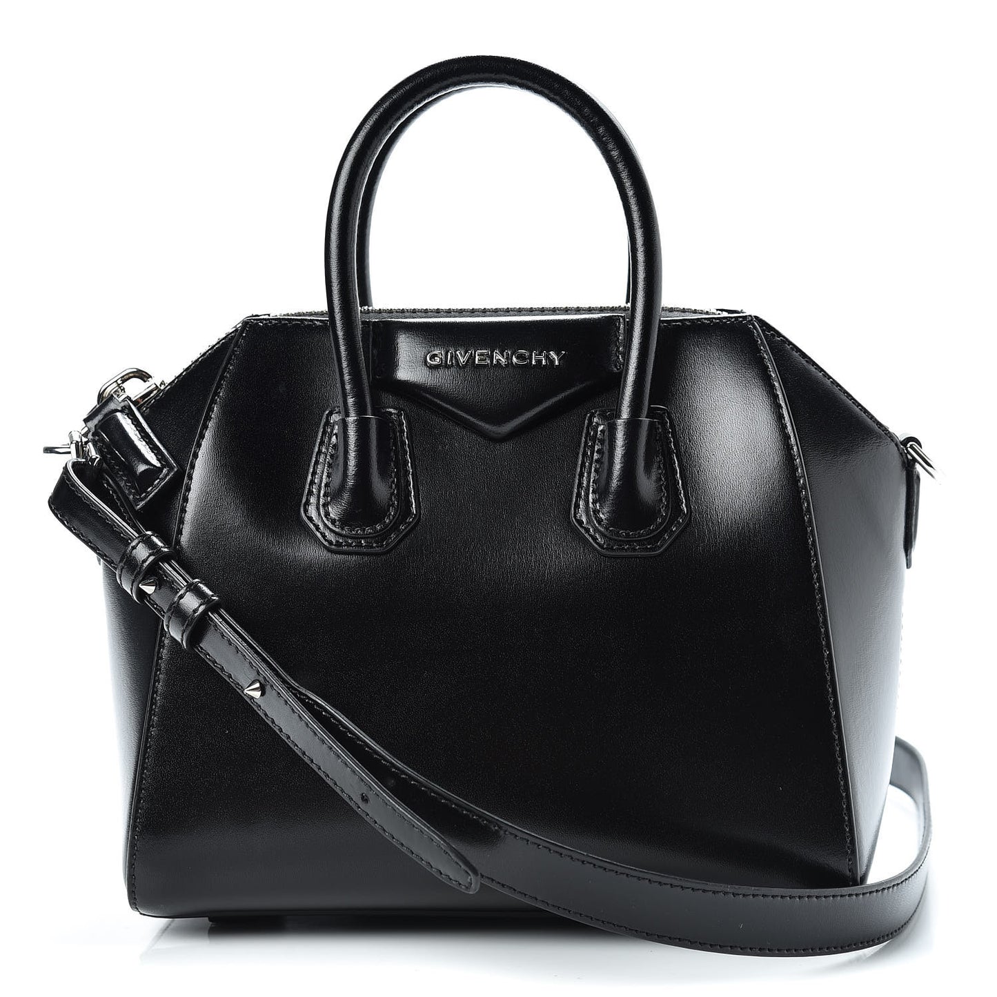 Shiny Lord Calfskin Mini Antigona Black
