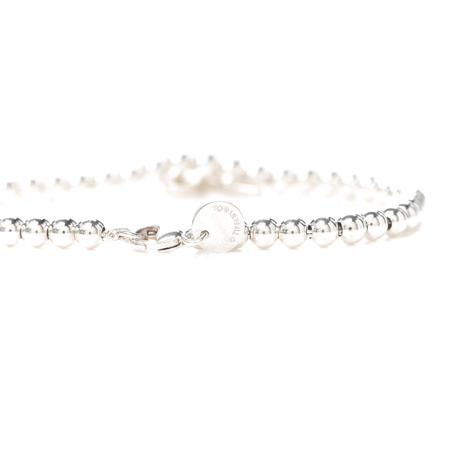 Tiffany Sterling Silver 4mm Bow Bead Bracelet 5 of 7