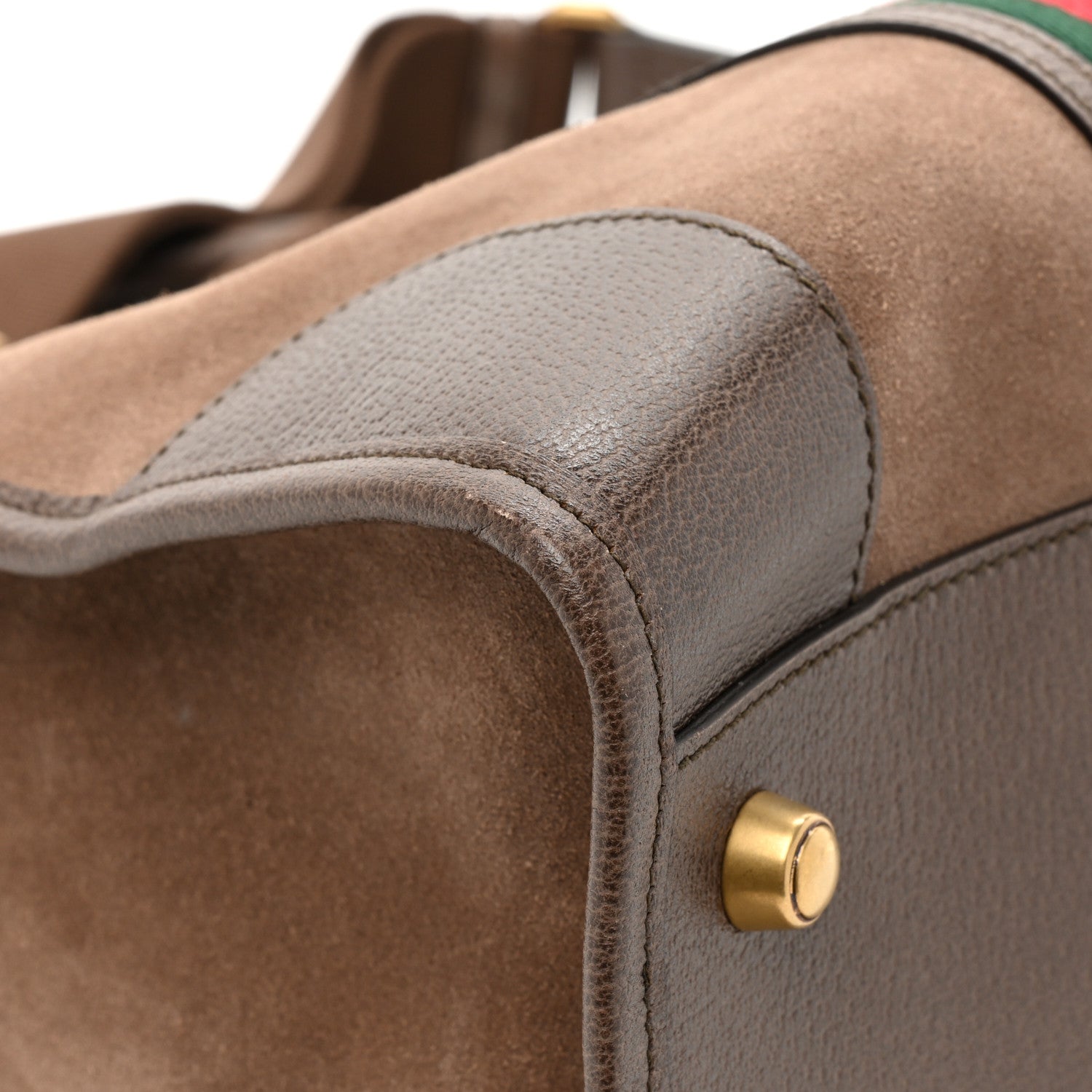 Gucci Suede Daino Textured Dollar Calfskin Web Medium Duffle Bag Deep Acero New Acero 10 of 13