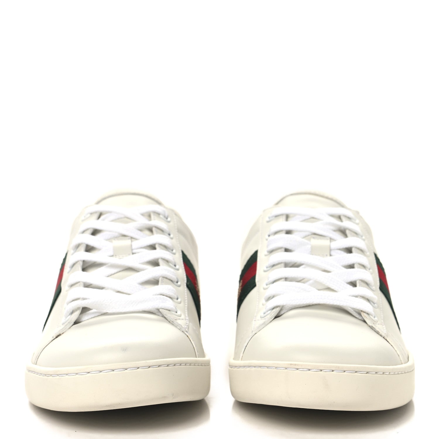 Gucci Calfskin Ayers Bee Embroidered Womens Ace Sneakers 40.5 White Green 3 of 9