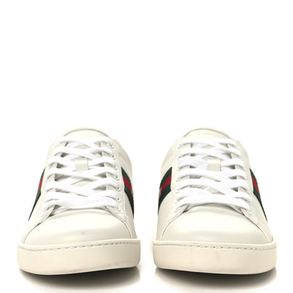Gucci Calfskin Ayers Bee Embroidered Womens Ace Sneakers 40.5 White Green 3 of 9