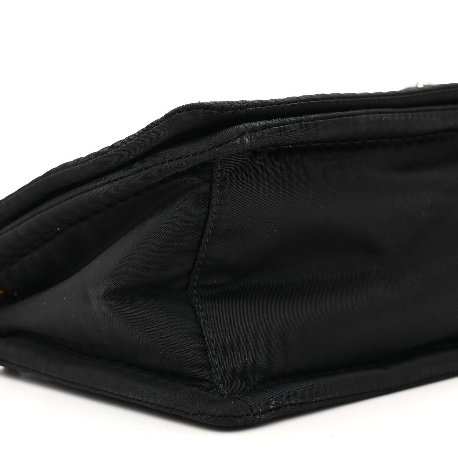 Prada Tessuto Nylon Crystal Chain Flap Shoulder Bag Black 8 of 12