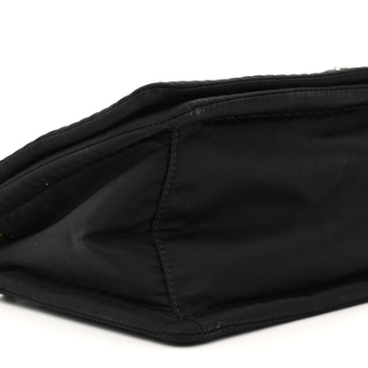 Prada Tessuto Nylon Crystal Chain Flap Shoulder Bag Black 8 of 12