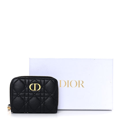 Christian Dior Grained Calfskin Supple Cannage Caro Scarlet Zipped Wallet Black 10 of 10