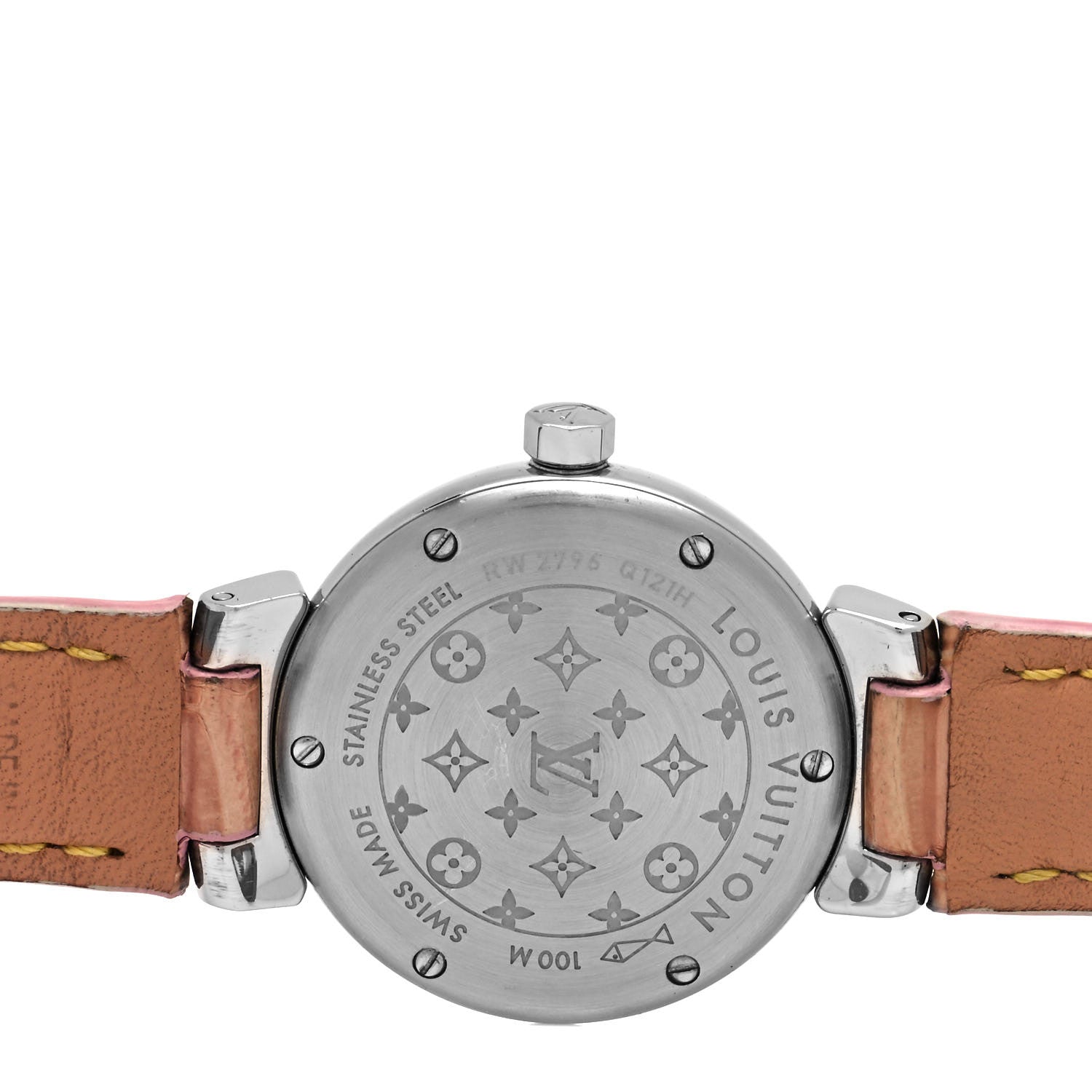 Louis Vuitton Stainless Steel Alligator Diamond Mother of Pearl 28mm Tambour Lovely Quartz Watch 4 of 4
