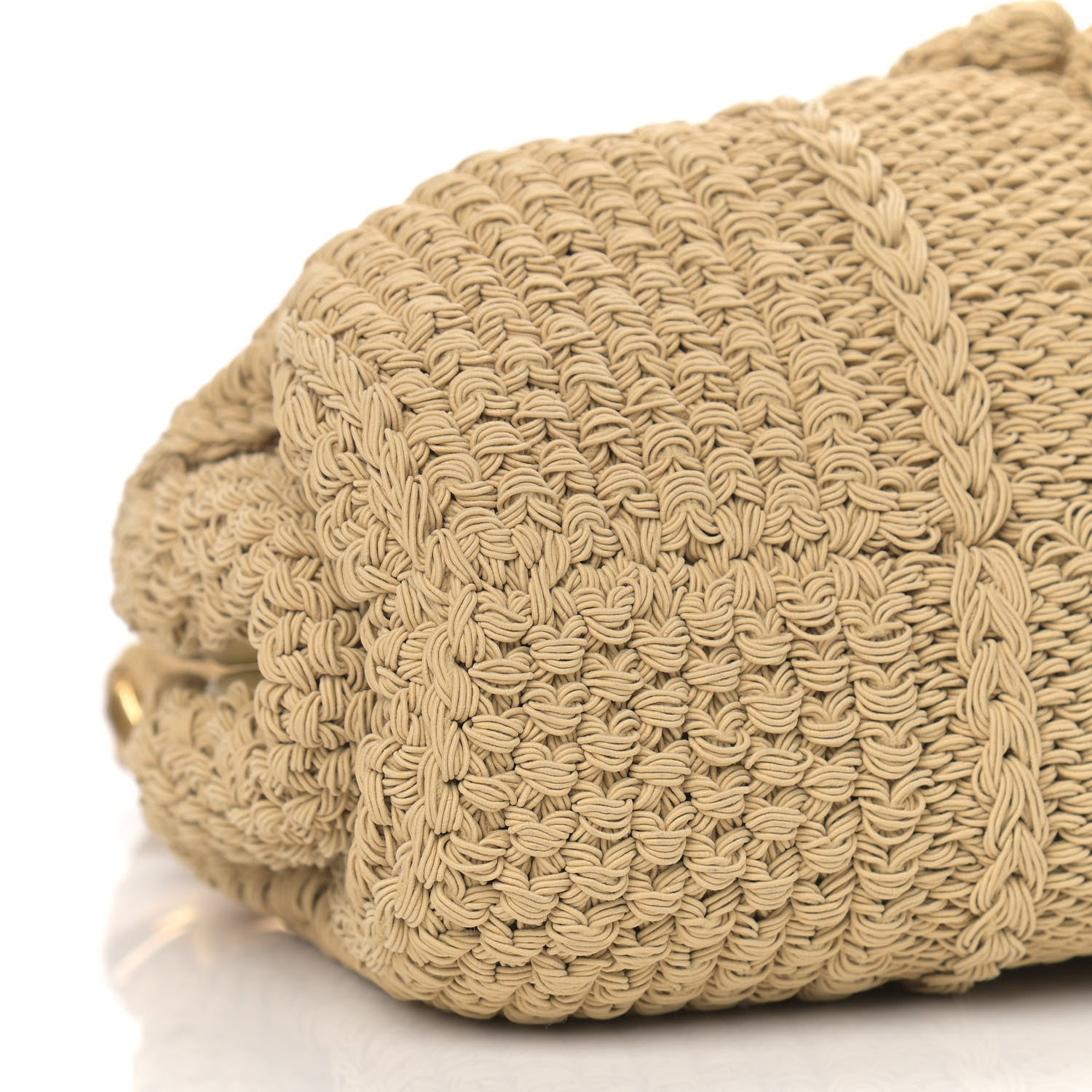 Bottega Veneta Wool Knit Lambskin Tip Shoulder Bag Cane Sugar 7 of 9